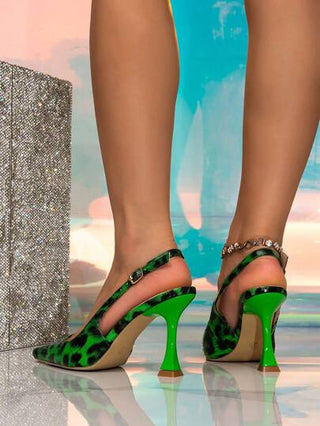 أحذية كعب عالي بنقشة نمرية ذات طرف مدبب، ذات تصميم بسيط مناسبة للمكتب أو الحفلات في موسم الخريف/الشتاء الجديد