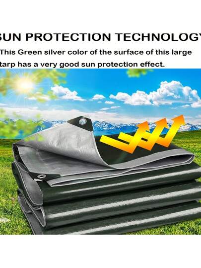 تربولين بلاستيكي مقاوم للماء بحماية من الأشعة فوق البنفسجية، وقوي ومقاوم للتمزق، مع حواف مقواة ومسامير مقاومة للصدأ، مناسب لاستخدامات متعددة مثل الأسطح والتخييم والفناء والحمامات السباحة والقوارب والسيارات وغيرها