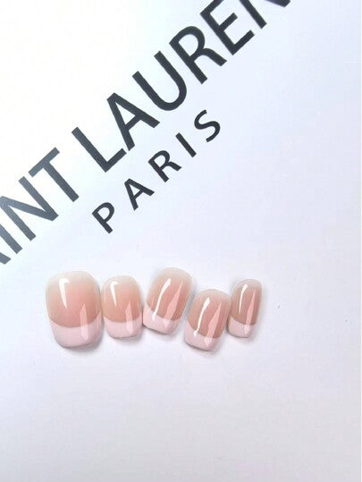 10 قطعة ملصق طبيعي يدوي للمناكير الفرنسية قصير/طويل، إكسسوارات فن الأظافر للأظافر المضغوطة