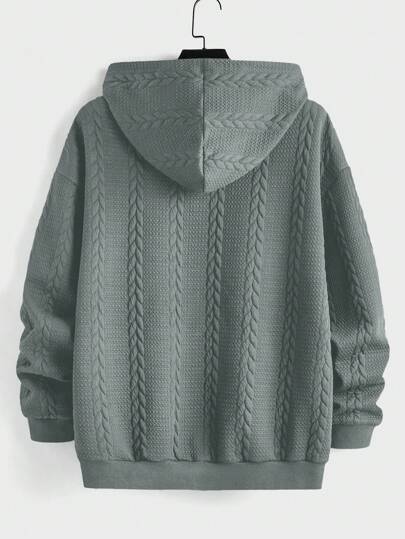 Manfinity RelaxMax هودي رجالي عادي ذو لون أحادي والمنسوج مع سحاب للرباط ، خريفي