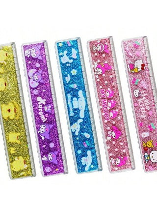 أدوات مكتبية ومدرسية Sanrio مسطرة موجة متعددة الوظائف قابلة للطي ذات تصميم متدرج الألوان مصنوعة من مواد سميكة ودائمة، أداة قياس محمولة مع علامات مقياس دقيقة وتصميم سهل القراءة، مناسبة للمدرسة والمكاتب والاستخدام المنزلي، لوازم مدرسية، العودة إلى المدرسة