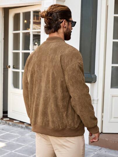 Manfinity CasualCool جاكيت كاجوال رجالي كاروهات ذو طراز قديم، خريفي