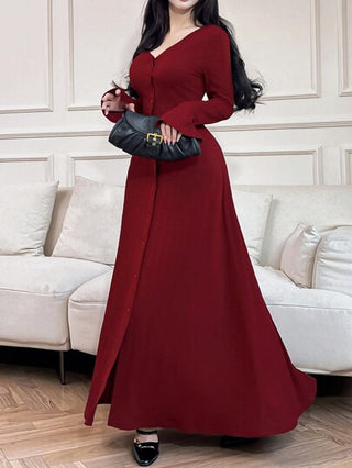 Feyla فستان طويل ضيق مناسب للمدينة والكاجوال للنساء باللون الأحمر