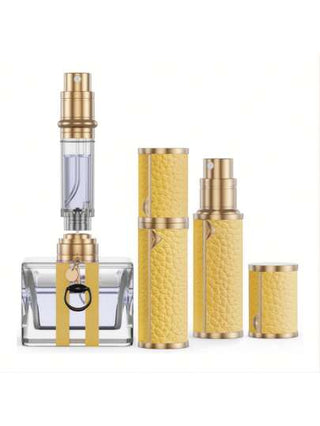 زجاجة عطر سفر فاخرة مطلية بجلد ألياف فائق الجودة، مضخة رذاذ عطر، رش العطر من أسفل الزجاجة، موزع عطر صغير قابل لإعادة التعبئة /سعة 5مل