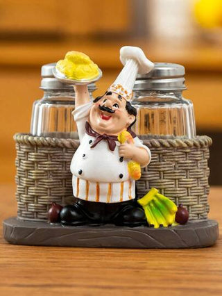 1 قطعة بهارات وملح مثيرة للاهتمام مع تمثال الشيف كزخرفة، وعاء تابل مع تمثال راتينج للطاهي، أفضل ديكور مطبخ المطعم