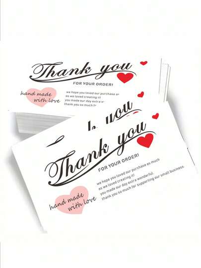 30/ 50/ 100 بطاقة شكر على دعم مشروعي الصغير، بطاقة هدية بصورة قلب وشعار، بطاقة معايدة هدية للحفلات والإجازات بطباعة حرف وقلب حديثة، بطاقة معايدة بورقة للأعياد والأعياد والكريسماس، بطاقة بريدية بشعار وصورة للاحتفالات والأعياد والكريسماس