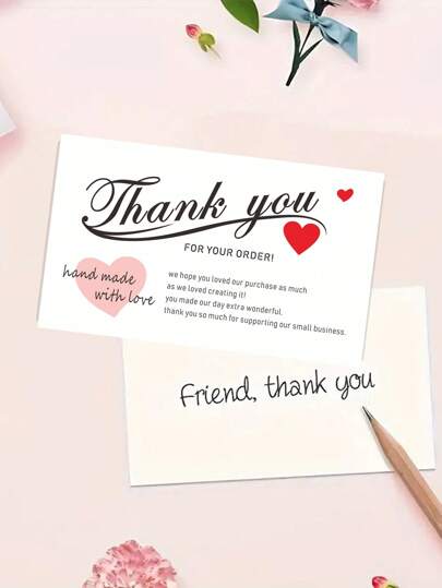 30/ 50/ 100 بطاقة شكر على دعم مشروعي الصغير، بطاقة هدية بصورة قلب وشعار، بطاقة معايدة هدية للحفلات والإجازات بطباعة حرف وقلب حديثة، بطاقة معايدة بورقة للأعياد والأعياد والكريسماس، بطاقة بريدية بشعار وصورة للاحتفالات والأعياد والكريسماس