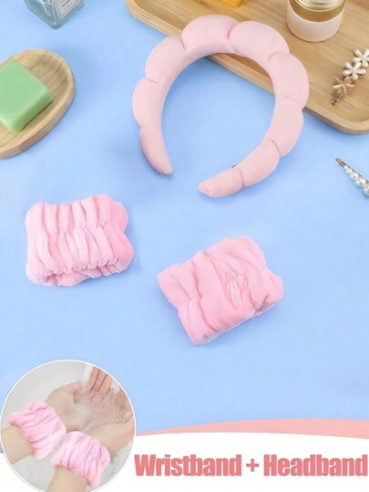 عصابة الرأس والمعصم من الاسفنج لليوغا والركض والعناية بالبشرة لامتصاص العرق، قناع للوجه للتنظيف والتمرين، لياقة بدنية ومكملات تجميلية أنيقة، مستلزمات العناية بالذات لصالة الألعاب الرياضية (إكسسوارات الشعر ومعدات التمرين)