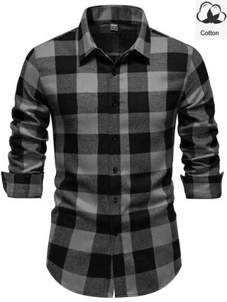 Manfinity Homme قميص كاجوال بأكمام طويلة، موضة بسيطة للارتداء اليومي، قميص كاسح باللونين الأسود والرمادي، قميص كاجوال للرجال بأكمام طويلة، قميص كاسح باللونين الرمادي والأسود، للخريف