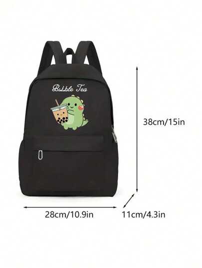 حقيبة ظهر مزينة بنقشة الضفدع والشاي اللؤلؤي، يمكن استخدامها كحقيبة تخزين عالمية لحفظ سماعات الرأس وبطاريات الطاقة والكابلات وال كتب وأقلام وأجهزة الكمبيوتر، مناسبة للأعمال والسفر والمدرسة والجامعة والمكتب، متطلبات السفر الأساسية