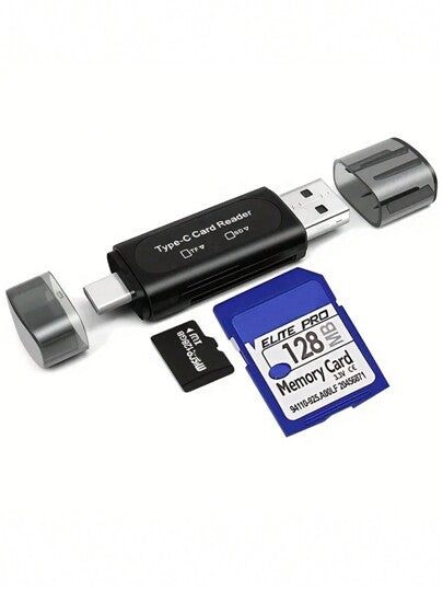 قارئ بطاقات ميكرو SD عبر USB، محول من نوع C/A لبطاقات SD/ميكرو SD/SDXC/SDHC 4 في 1، قارئ بفتحتين لبطاقات الذاكرة، متوافق مع الكمبيوتر المحمول، لابتوب أبل، Samsung، أجهزة اللوحية