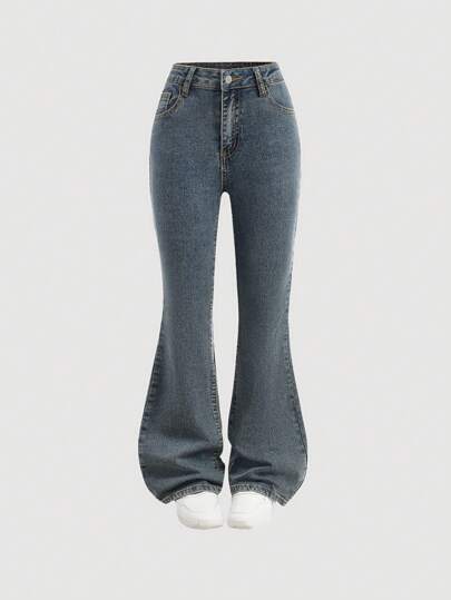 SHEIN بنطلون جينز واسع الساقين ال- Y2K عصري لفتيات قرب سن المراهقة، ستايل رجعي للعام 2000 دينيم مغسول حجريًا ، ملابس بنات للخريف للعودة للمدرسة ملابس الشارع