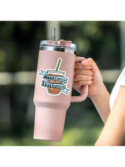 قطعة واحدة ملصق فينيل بقياس 3 بوصة ذو موضوع "المزيد من الإسبريسو وأقل من القهوة" ، مقاوم للماء ، مثالي للأجهزة المحمولة وأغطية الهواتف وزجاجات المياه والحقائب والسيارات والجدران والثلاجات وغيرها ، ملصق مضحك ومرح للمحبي القهوة ، سهل التطبيق والإزالة ، مناس