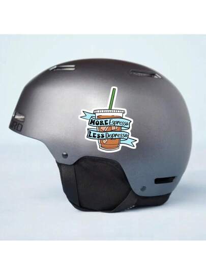 قطعة واحدة ملصق فينيل بقياس 3 بوصة ذو موضوع "المزيد من الإسبريسو وأقل من القهوة" ، مقاوم للماء ، مثالي للأجهزة المحمولة وأغطية الهواتف وزجاجات المياه والحقائب والسيارات والجدران والثلاجات وغيرها ، ملصق مضحك ومرح للمحبي القهوة ، سهل التطبيق والإزالة ، مناس