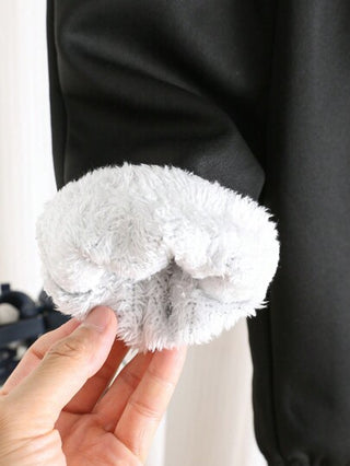 SHEIN بنطلون رياضي للأطفال الرضع، سائب، خصر مطاطي، مبطن حراريًا، لون أسود وأبيض، متعدد الاستخدامات للارتداء في الأماكن الداخلية والخارجية، مناسب للشتاء