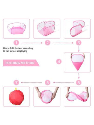 متوفر باللون الأبيض والوردي خيمة ألعاب كبيرة قابلة للطي لأطفال الحضانة، مع حقيبة تخزين مزودة بسحاب، بدون كرات