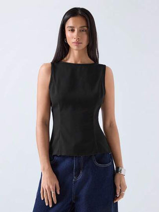 LYSMO ملابس علوية سوداء موضة الصيف للسيدات