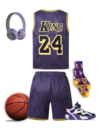 طقم تي شيرت كم قصير وشورت للأولاد المراهقين 2 قطعة، عناصر رياضية، رياضي، جري، تدريب، خارجي، جيم، كرة قدم، كرة سلة، ركوب الدراجات، مريح