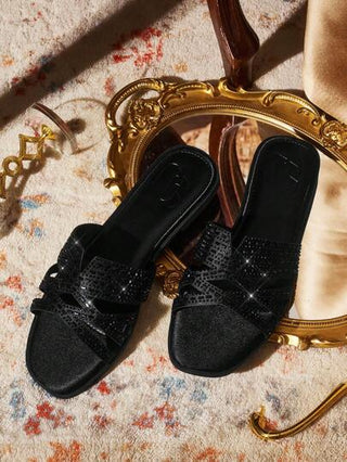 CUCCOO TILAWA شبشب كاجوال من الكريستال بحواف متدرجة اللون للحفلات