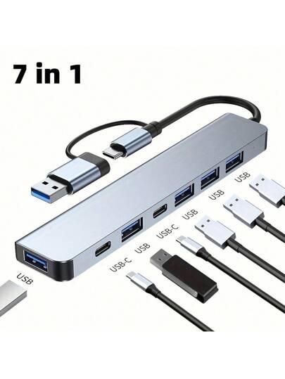 محول USB C متعدد المنافذ، محطة إرساء متعددة المنافذ USB 3.0 قابلة للتوسيع مع قارئ بطاقة SD للكمبيوتر