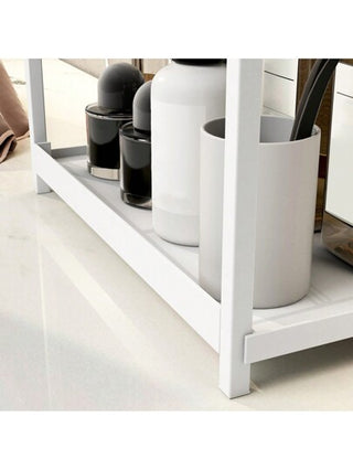 رف منظم ذو طابقين لحمام، رف دولاب التجميل والمكياج، رف ملح وتوابل مستقل للمطبخ، رف منظم حمام، رف تخزين مطبخ، رف تخزين معدني، رف تخزين أسفل الحوض، رف تخزين متعدد الوظائف من الحديد قطعة واحدة