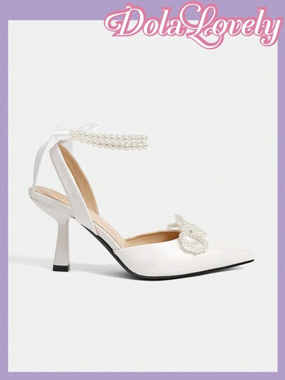 Dola Lovely نساء عصريات أحذية كعب عالي بيف زخرفي صناعي, كعب مريح وشامل لأحذية رأس السنة وأعياد الحب