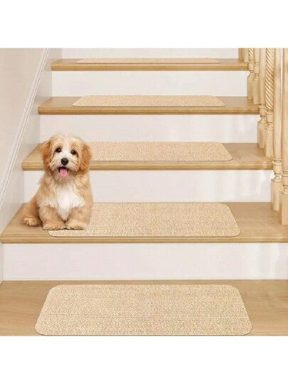 7/15 قطعة من بطانات درجات السلم المستطيلة المقاسات 19*45 سم من السجاد غير الانزلاقي ذات تصاميم فارغة، لاصقة ذاتياً، للدرجات الخشبية - 22x70سم سجادة للممر لصق وخلع للاستخدام الداخلي، سجاد درجات السلم للكبار والحيوانات الأليفة والهدايا لعيد الميلاد والتخرج