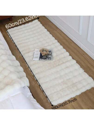 بساط مزخرف بفرو الأرنب الصناعي، أحادي اللون بلون كريمي ناعم ،بساط محبب دافئ ومريح للغرفة المعيشة والغرفة النوم وأماكن أخرى، مناسب للسجاد والبسط والوسائد في فصلي الخريف والشتاء