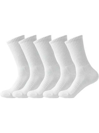 5 أزواج/مجموعات من الجوارب متوسطة الساق ذات اللون الأحادي للرجال مناسبة للاستخدام اليومي في صالة الألعاب الرياضية للربيع والصيف