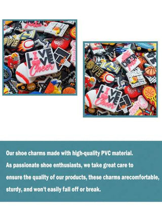 10/20/30 قطعة عشوائية مشكلة من سلسلة ألعاب رياضية لتزيين الأحذية، تراكيب جودة عالية، إكسسوارات شعبية لتعليقات الأحذية والأحذية المائية والشباشب، ديكورات أحذية بي في سي ، إكسسوارات للحقائب الشاطئية هدية رائعة للمراهقين والرجال والنساء والبالغين.