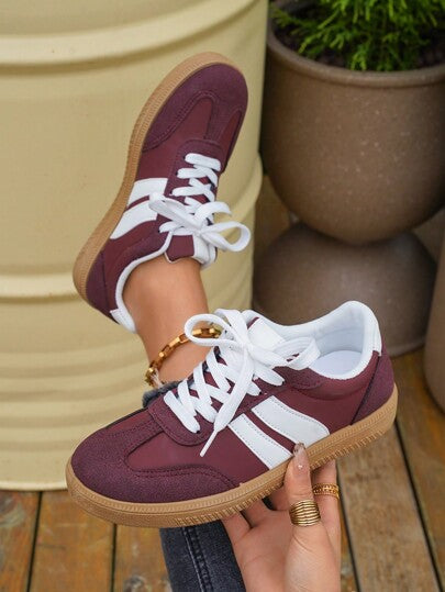 حذاء رياضي بلوك اللون - حذاء كاجوال بلوك اللون - رباط، خفيف الوزن، سوله ناعمة - للمشي، التزحلق، الارتداء اليومي - للنساء - مريح، عصري، متعدد الاستخدامات - خطوة نحو الموضة والراحة