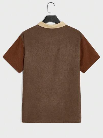 SWAVVY قميص كاجوال آكمام قصير أزرار أمامية لون سادة و قصة ممزوجة، ملائم للارتداء اليومي للرجال