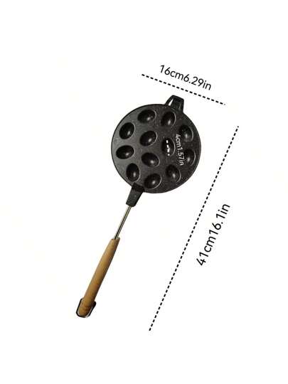 قالب صب الفطائر الحديدية المصبوبة 1 قطعة، 12 فتحة بيضاوية المقرمشة، صينية خبز البسكويت/الكيك، قالب خبز الكيك المجوف المناسب للمواقد الغازية