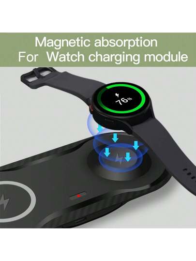 وسادة شحن لاسلكي مزدوج متوافق مع هواتف سامسونج S24 S23 Ultra Plus S22 S21 S20 Note 20 10 Z Flip 6/5/4/3 Z Fold 2، شاحن لاسلكي سريع متوافق مع ساعة سامسونج جالاكسي الترا/7/6/5/5 برو/4/3، سماعات جالاكسي بادز 3/3 برو/2/2 برو، مناسب للمكتب والسكن والمنزل