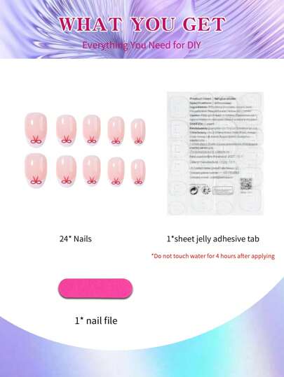 24قطعة أظافر بيضاء صغيرة على شكل فرنسي قصير وأنيق، مع تصميم فراشة، مثبتة بشكل مثالي نصف مستعارة، مجموعة أظافر أكريليك مزيفة تشمل 1 كرتونة غراء جيلي و 1 ملف أظافر، أظافر لنصف الأصبع مناسبة للنساء والفتيات لاستخدامها في الحياة اليومية وأعياد الحب