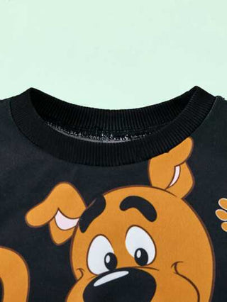 SCOOBY-DOO X مجموعة بدلة رياضية سوداء بطبعة كلب لطيفة للأولاد الرضع ،مناسبة للخريف والشتاء