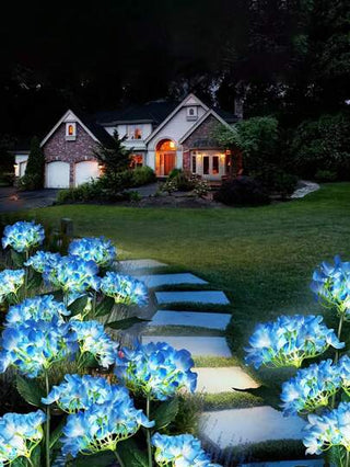 طقم أضواء الهيدرانجيا الشمسية مع 3 رؤوس ، ديكور فناء خارجي ، أضواء أزهار اصطناعية LED ، مناسبة لديكور الفناء الخارجي والحديقة والأرض والسياج والممر ، إضاءة عطلات لديكور عيد الحب