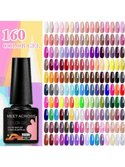 MEET ACROSS 6 قطع/مجموعة من طلاء أظافر هجين جل شمعي أحمر بلوني وزهري لامع بسعة 7.3 مل، طلاء أظافر جل شبه دائم، عبوة طلاء أظافر جل للاستخدام تحت أشعة فوق البنفسجية لفن الماكياج والحلي