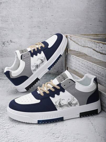 أحذية تزلج رجالي على الطراز الكوري الجديد، أحذية شيل صيفية ذات قاع مسطح وقابلة للانزلاق، هدية متنوعة لعيد الميلاد وعيد الحب والأعياد (شعار عشوائي على حذاء القاعدة)