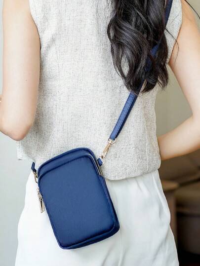 أحذية أوكسفورد حريمي حقيبة كتف مربعة صغيرة من القماش الأكسفورد ذات لون أحادي بسيطة ومريحة واستخدامات متعددة، مناسبة للنساء في المناسبات العادية واليومية