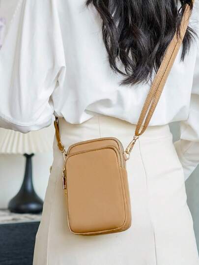 أحذية أوكسفورد حريمي حقيبة كتف مربعة صغيرة من القماش الأكسفورد ذات لون أحادي بسيطة ومريحة واستخدامات متعددة، مناسبة للنساء في المناسبات العادية واليومية