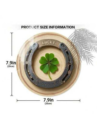 1 قطعة ديكور معلق من المعدن المطبوع بشكل حذاء الحظ والرابعة ذات الأوراق كنموذج مسطح، مثالي لديكور الباب أو النافذة، هدية رائعة لعيد الميلاد والشكر،مناسب للمنزل والمكتب وغرفة المعيشة والنوم والمرآب والبار والمقهى، بأسلوب ثقب عشوائي