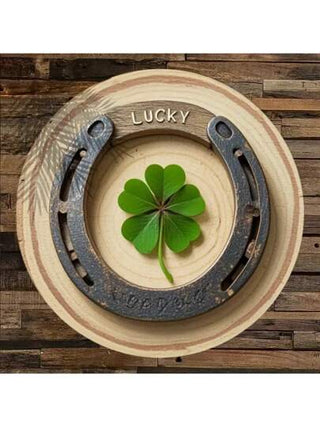 1 قطعة ديكور معلق من المعدن المطبوع بشكل حذاء الحظ والرابعة ذات الأوراق كنموذج مسطح، مثالي لديكور الباب أو النافذة، هدية رائعة لعيد الميلاد والشكر،مناسب للمنزل والمكتب وغرفة المعيشة والنوم والمرآب والبار والمقهى، بأسلوب ثقب عشوائي