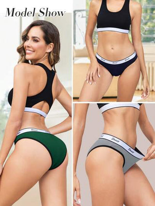 5 عبوات ملابس داخلية قطنية صدفية للنساء وألوان عشوائية ، تغطية نصف الخلف في أحجام S-XL