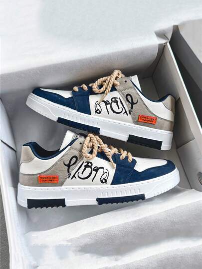 أحذية التزلج الجديدة للرجال، بطراز كوري عصري، أحذية رياضية للفصول الأربعة، أحذية بيضاء أنيقة وقابلة للتهوية، أحذية تزلج مسطحة، أحذية رياضية عصرية متعددة الاستخدامات (قطعة زخرفية جديدة للأحذية والخط)