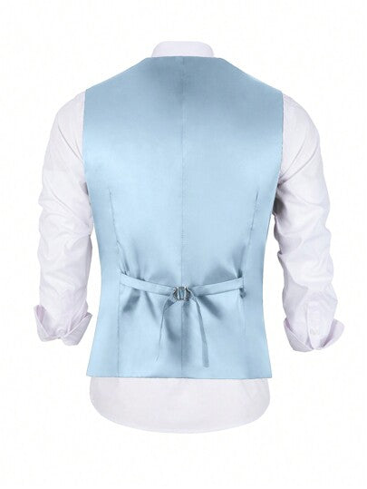 بدلة رجالية من Furuyal مكونة من 3 قطع بتصميم أنيق وضيق القصة، بدلة رسمية تشمل السترة والبنطلون والربطة عنق، مناسبة للأعمال والحفلات والأعراس، متوفرة بمقاسات من XS إلى 3XL، باللون الأزرق