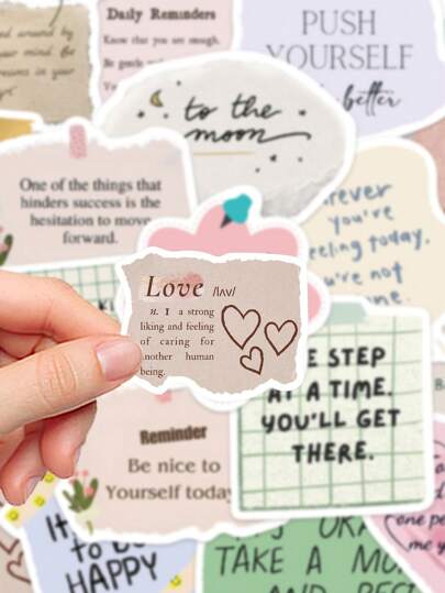 50 قطعة ملصقات بالكتابة الإنجليزية للخردة والبقايا لتزيين أجهزة الكمبيوتر المحمول والأغطية الهواتف الخلوية