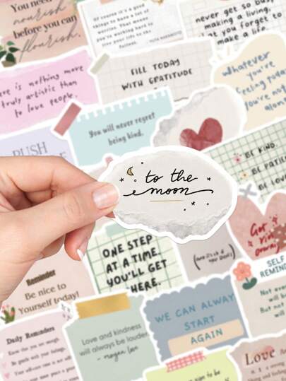 50 قطعة ملصقات عبارات إنجليزية ملهمة مجزأة ذات تصميم جمالي ملون شبيه بالكتابات الجدارية للأطفال، للماء، للأكواب، الحقائب، كتب التصميم، القرطاسية، الهواتف، الثلاجات، أدوات الزخرفة DIY