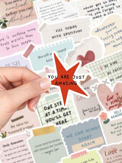 50 قطعة ملصقات عبارات إنجليزية ملهمة مجزأة ذات تصميم جمالي ملون شبيه بالكتابات الجدارية للأطفال، للماء، للأكواب، الحقائب، كتب التصميم، القرطاسية، الهواتف، الثلاجات، أدوات الزخرفة DIY