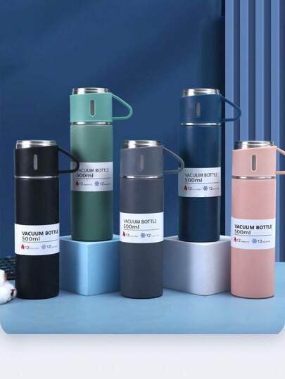 SOKANY طقم إبريق رئيسي 500مل وإبريقين صغيرين مطابقين، مصنوع من الفولاذ المقاوم للصدأ ومعزول للحرارة، محكم الإغلاق، مناسب للمشروبات الساخنة والباردة، مثالي للسفر والأعمال والمدرسة، يمكن استخدامه كزجاجة مياه، معدات الهواء الطلق، زجاجة رياضية، لوازم...